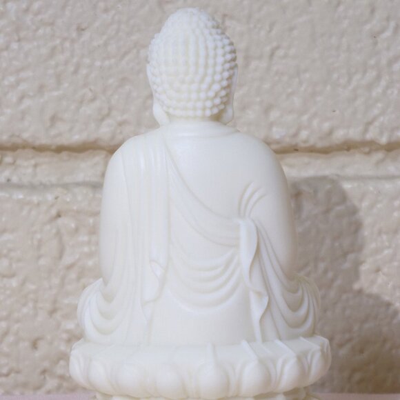 SHAKYAMUNI BUDDHA WHITE STATUE-Dhyana Samadhi-Resin-4.5"-Meditation-Mudra New - Picture 10 of 14